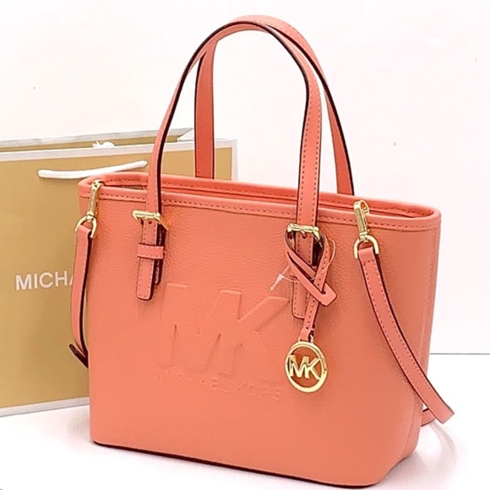 MICHAEL KORS XSMALL CARRYALL CONVERTIBLE TOP ZIP TOTE SHERBERT COLOR